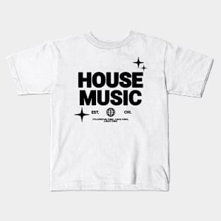 HOUSE MUSIC  - Font And Stars (Black) Kids T-Shirt